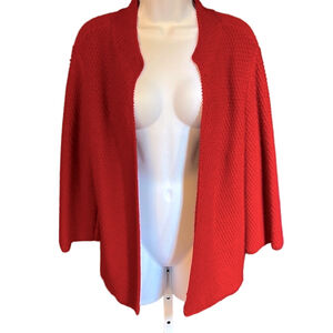 Eileen Fisher Merino Wool Knit Cardigan Sweater Medium Deep Red